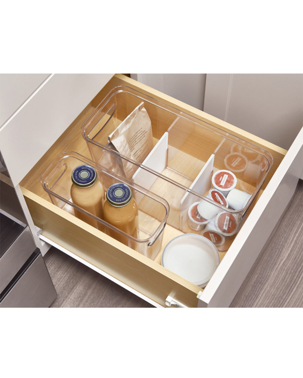 Interdesign Crisp Divided Bin 6 x 14 x 8 inch Set of 3 Pieces