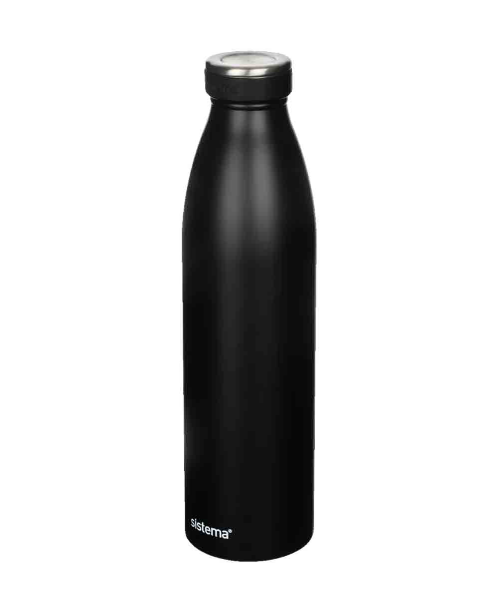 Sistema Stainless Steel Water Bottle Black 750ML