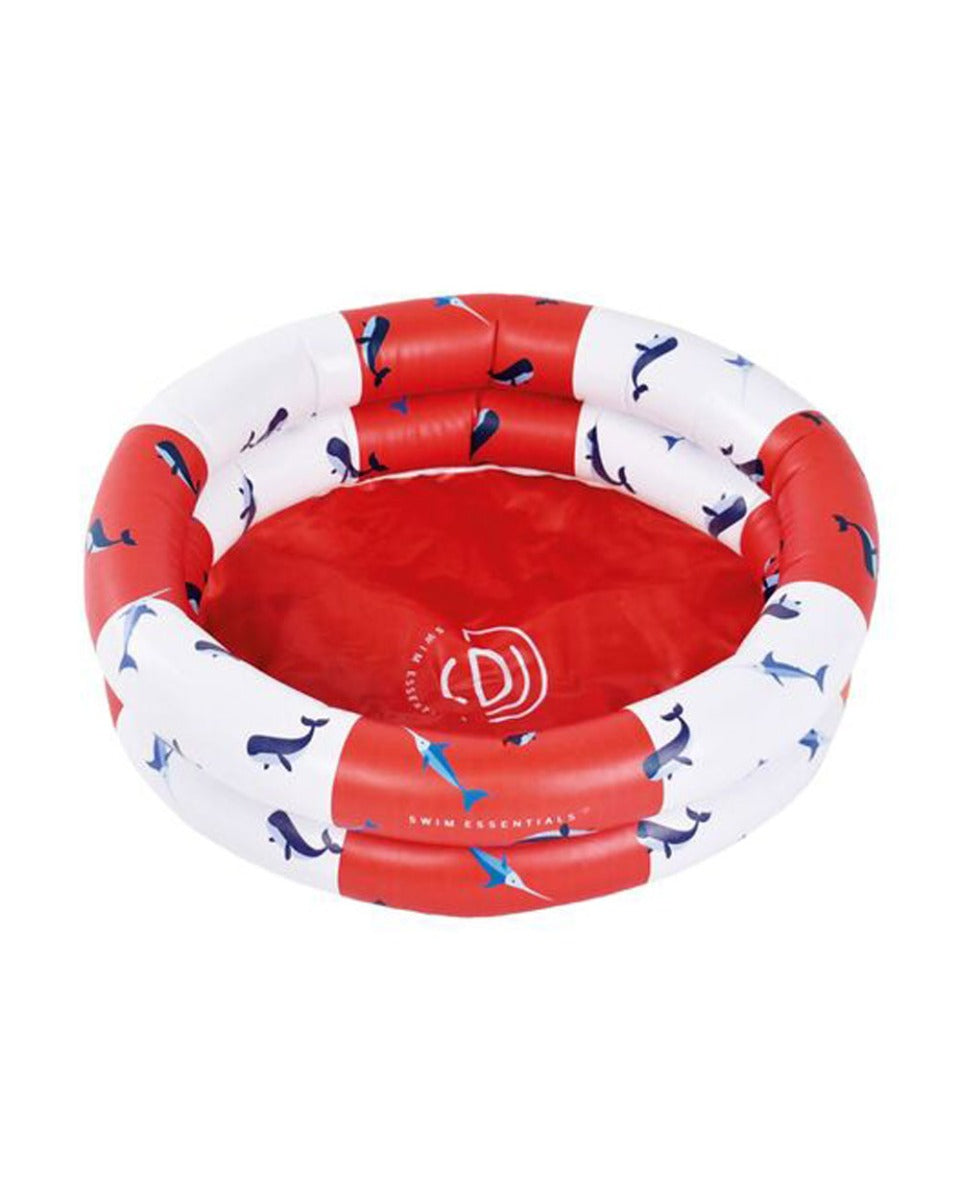 Swim Essentials Red-White Whale Baby Pool 60cm 2 Rings