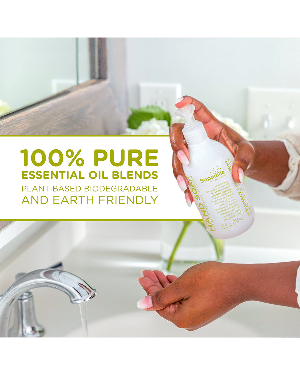 Sapadilla 12oz Hand Soap Rosemary + Peppermint