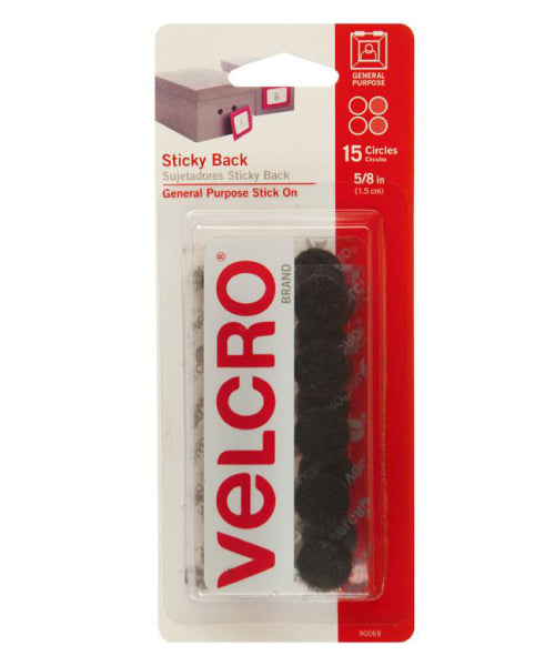 Velcro Coin 5/8 Inches Black