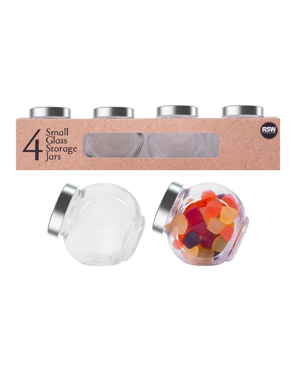 RSW Small Glass Storage Jars Pack Of 4