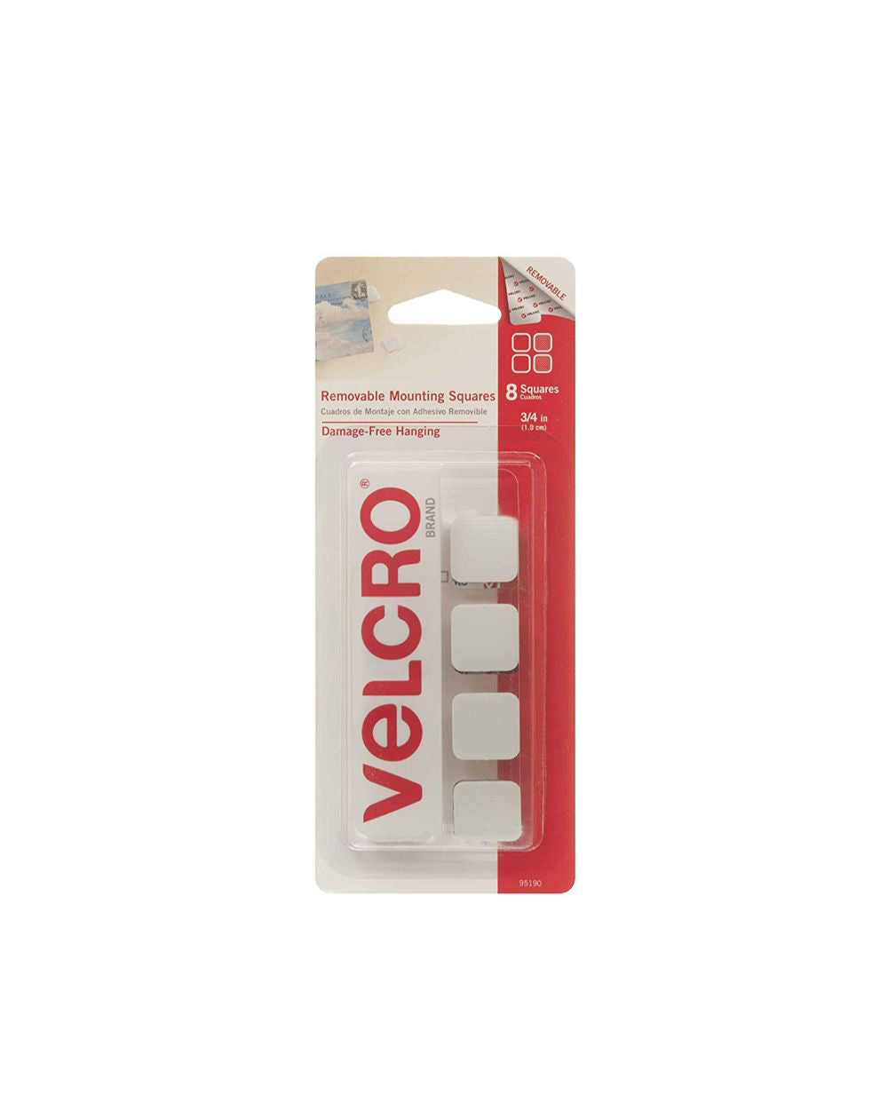 Velcro 8 Pieces 3/4 Inche Removable Mounting Squares