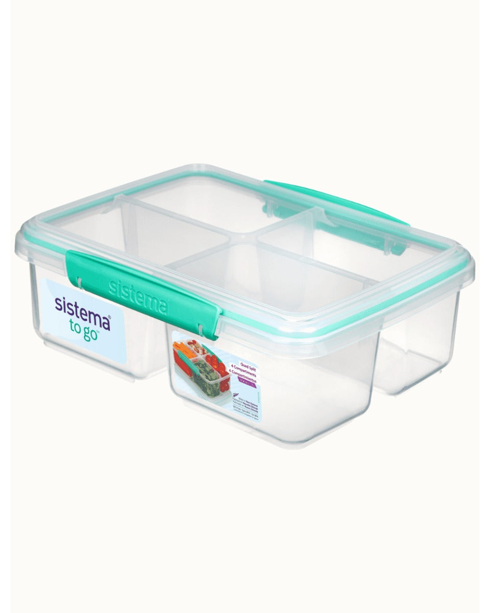 Sistema Quad Split To Go 1.74L Teal Clip