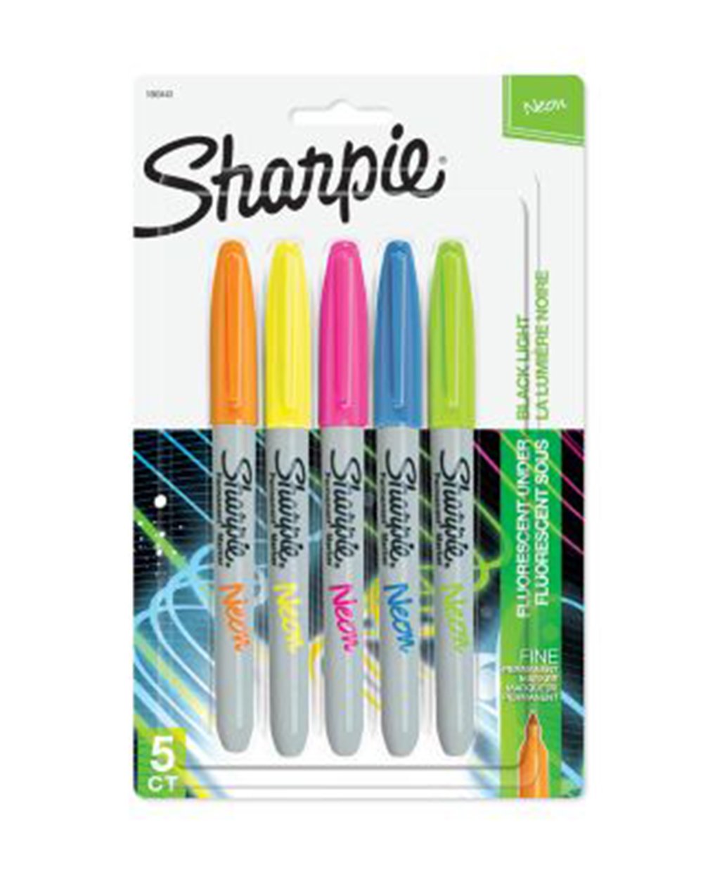 Sharpie Permanent Markers Neon Fine Point Pack of 5