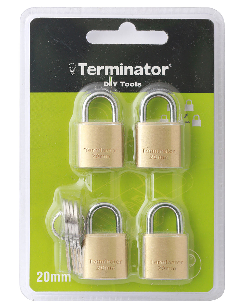 Terminator brand Brass Pad Locks Set of 4