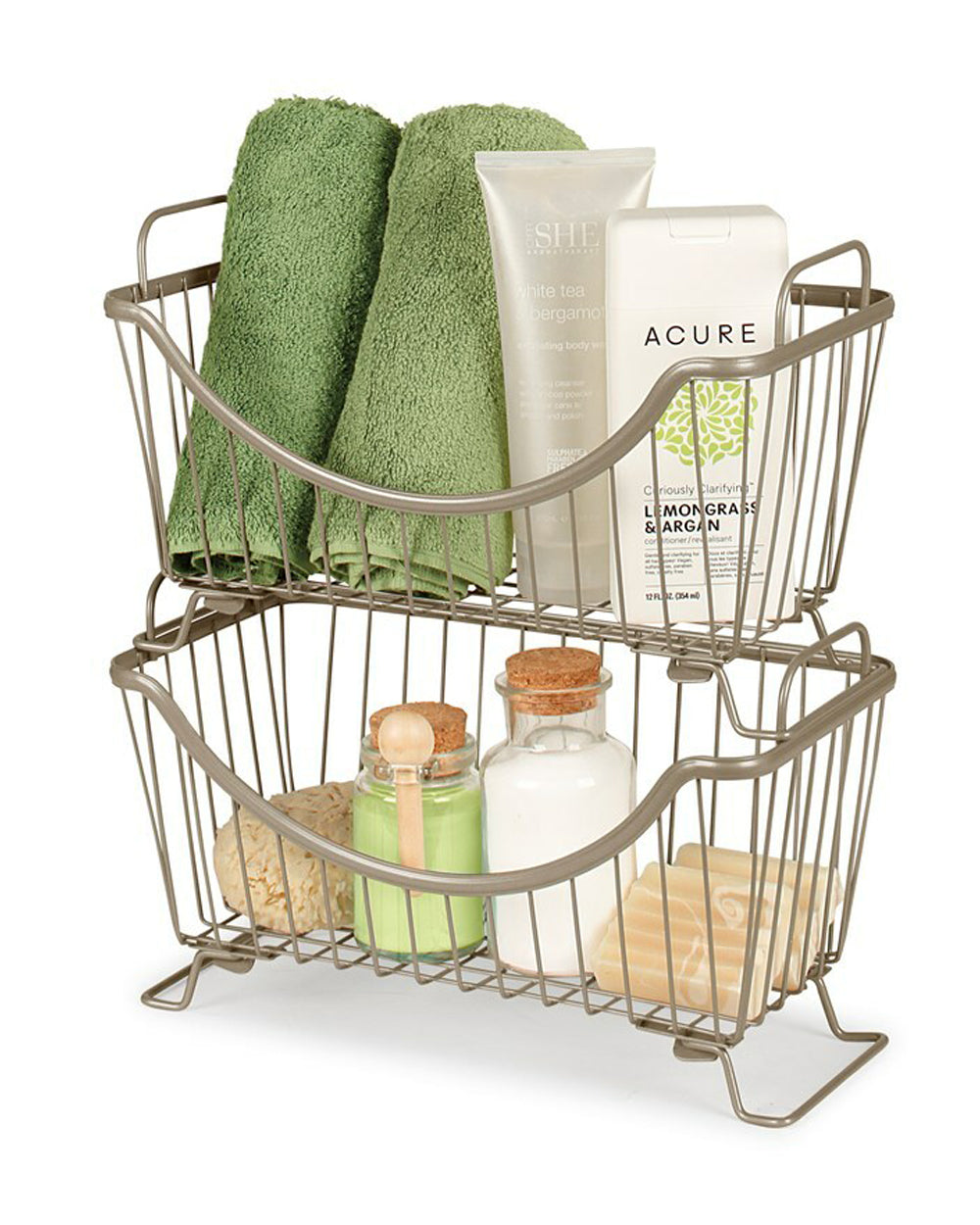 Spectrum Ashley Stacking Basket Satin Nickel Small