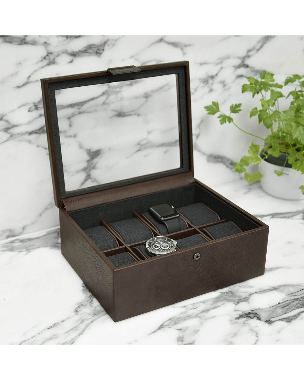 Stackers Men 8 Piece Watch Box - Brown
