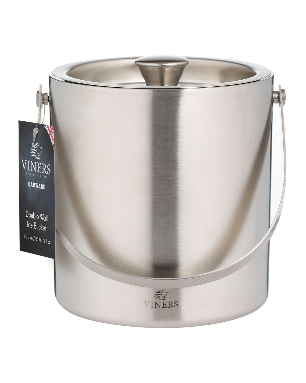 Viners Barware 1.5 Liter Silver Double Wall Ice Bucket