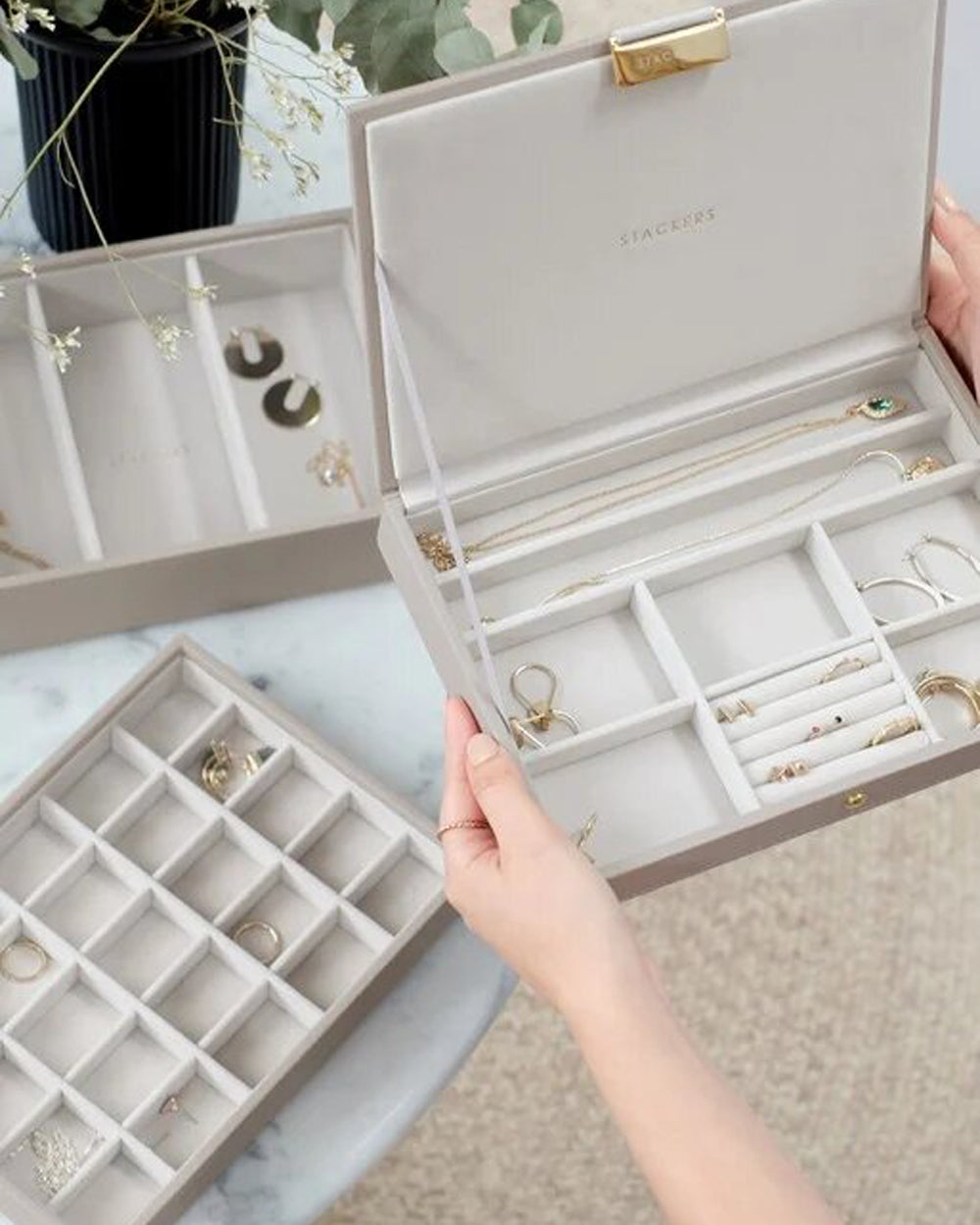 Stackers Classic Jewellery Box Taupe Set Of 3
