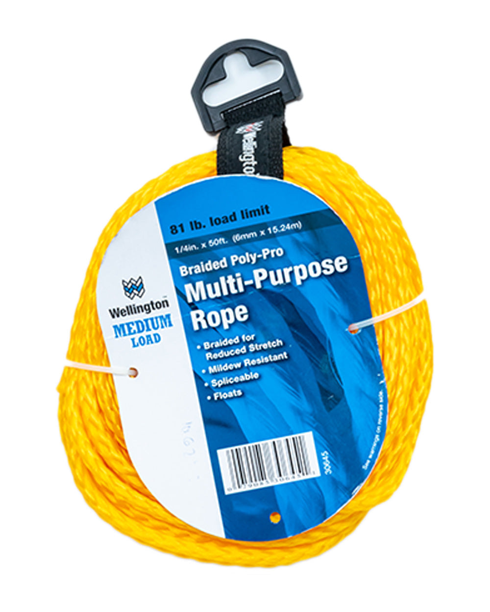 Wellingon Cordage 1/4"x50' Yellow Poly Rope