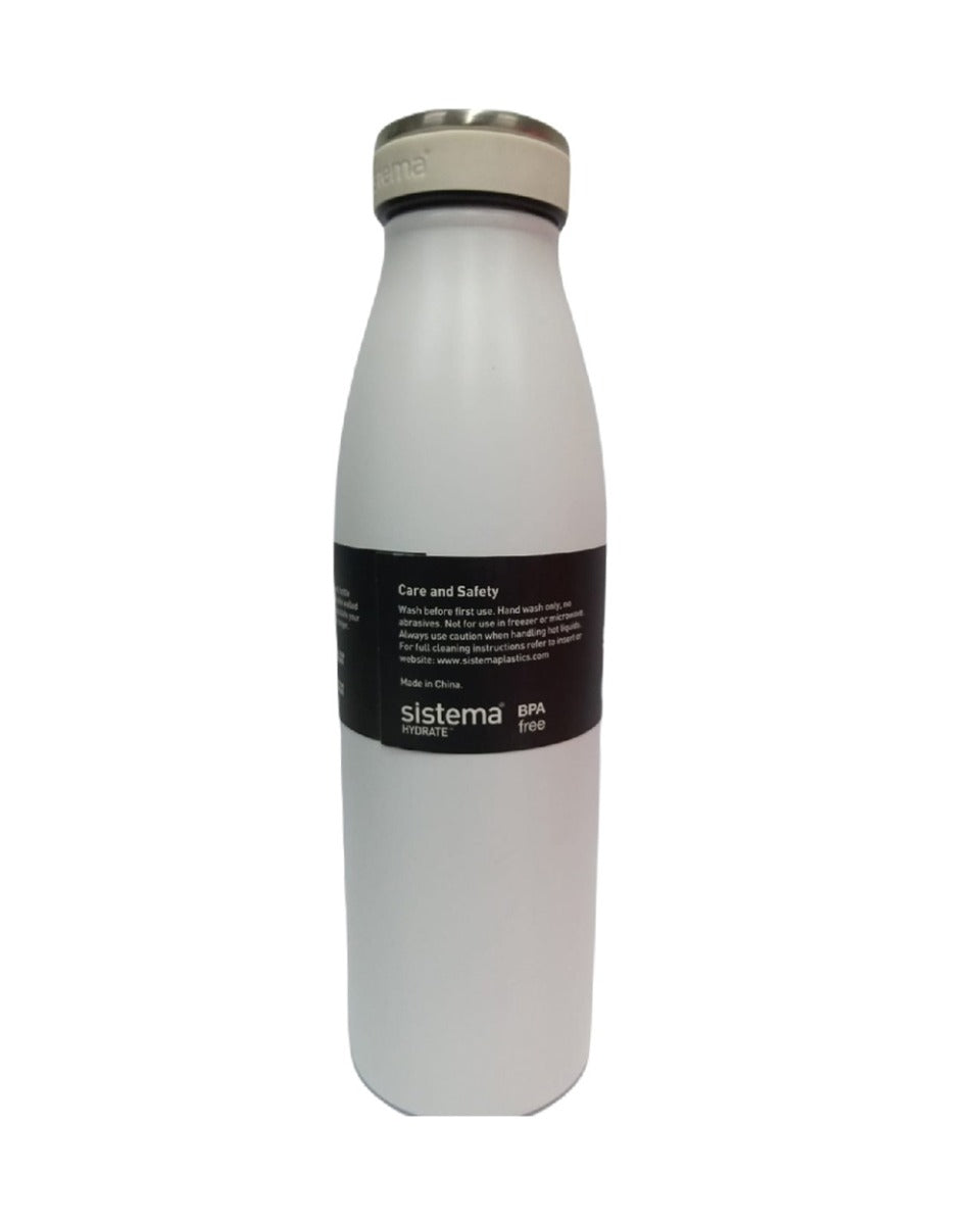 Sistema 500ML Stainless Steel Bottle White