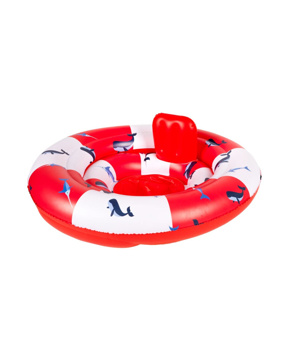 Swim Essentials Red-white Whale Life Buoy printed Baby Swimseat 0-1 year