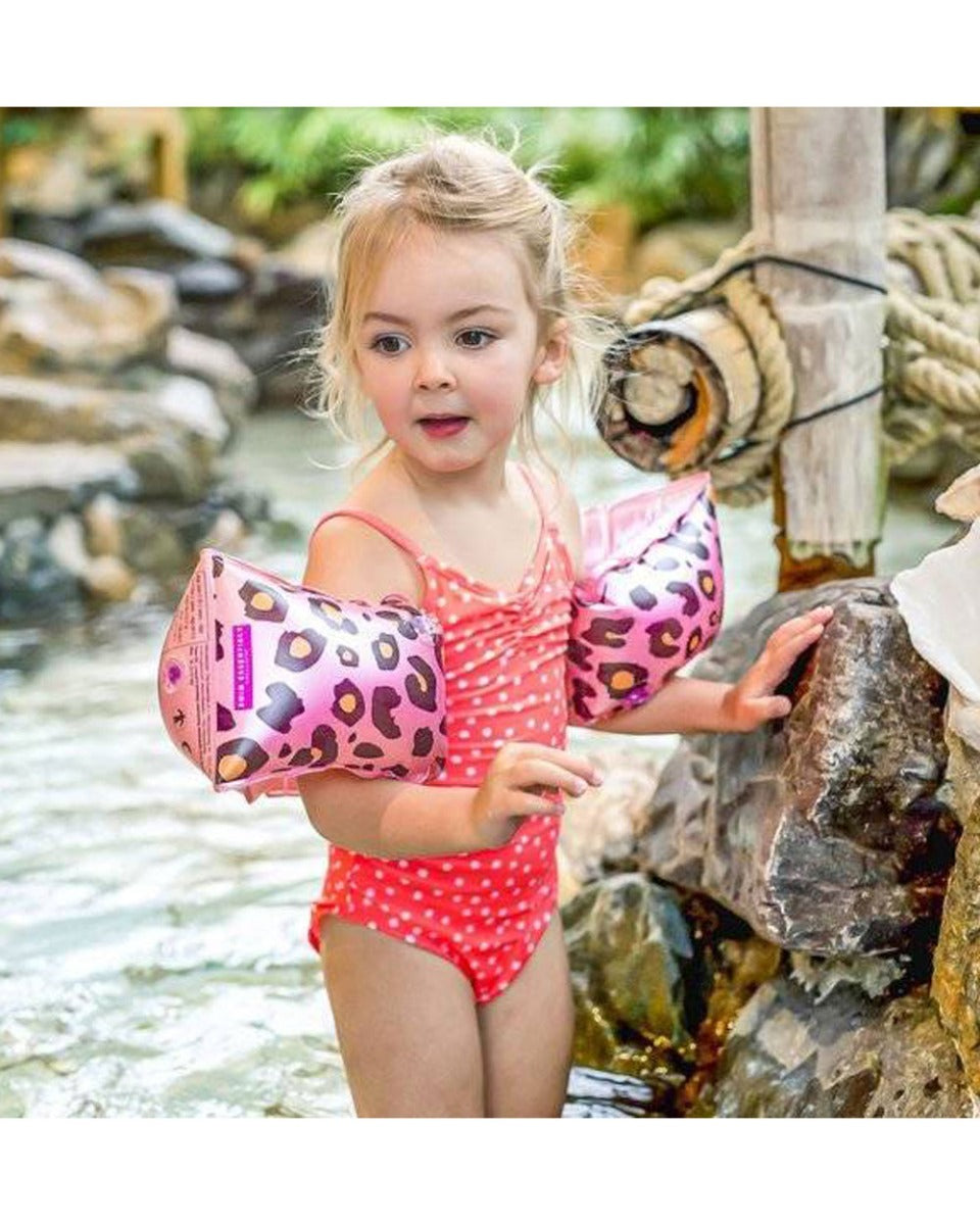 Swim Essentials Rose Gold Leopard Inflatable Swimming Armbands 2-6 years