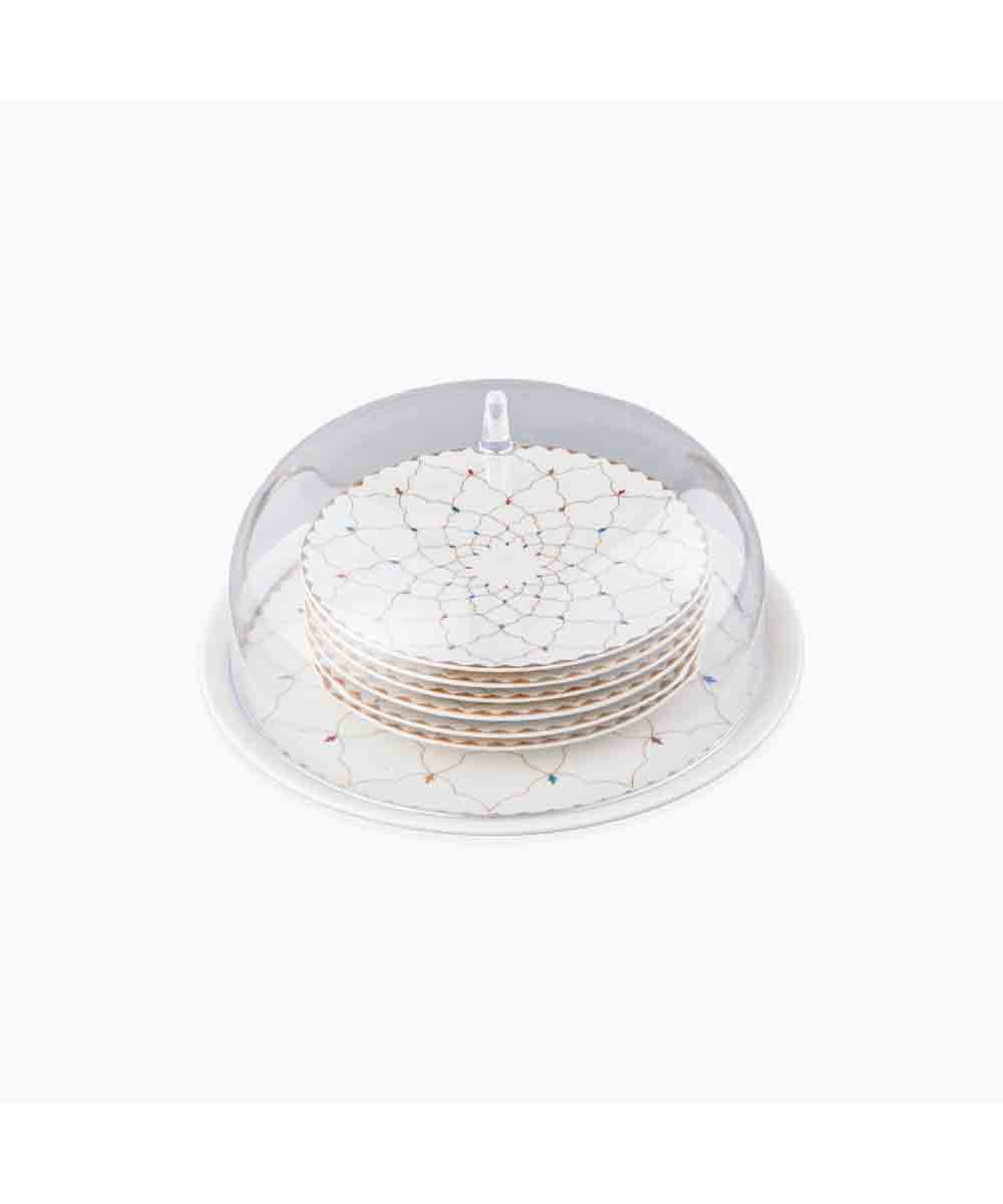 Rosa Zina Cake Set of 8 Pieces with Acrylic Cover