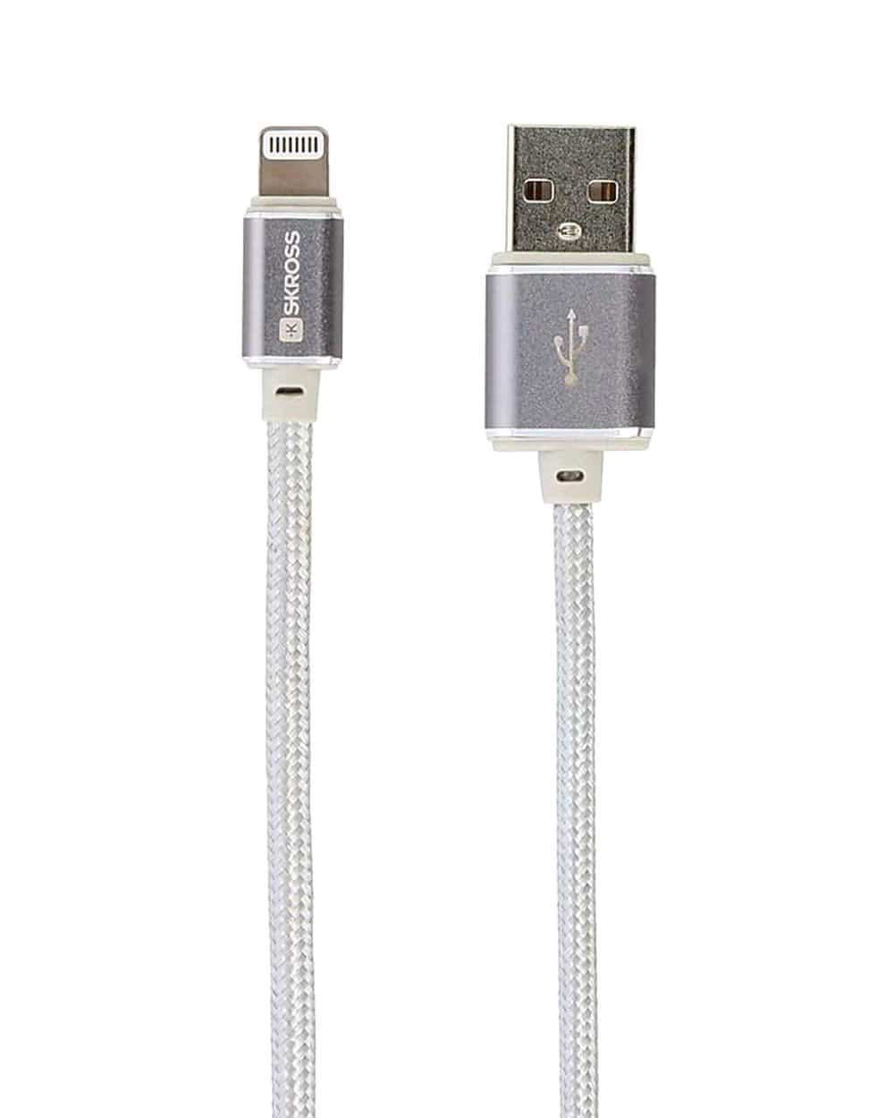SKROSS Steel Line Charge & Sync Lightning Connector 1 Meter Cable Silver