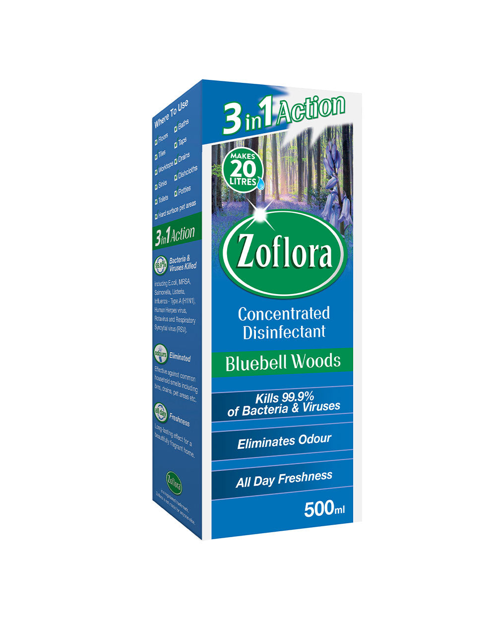 Zoflora, Multipurpose Concentrated Disinfectant, Bluebell Woods, 500ML