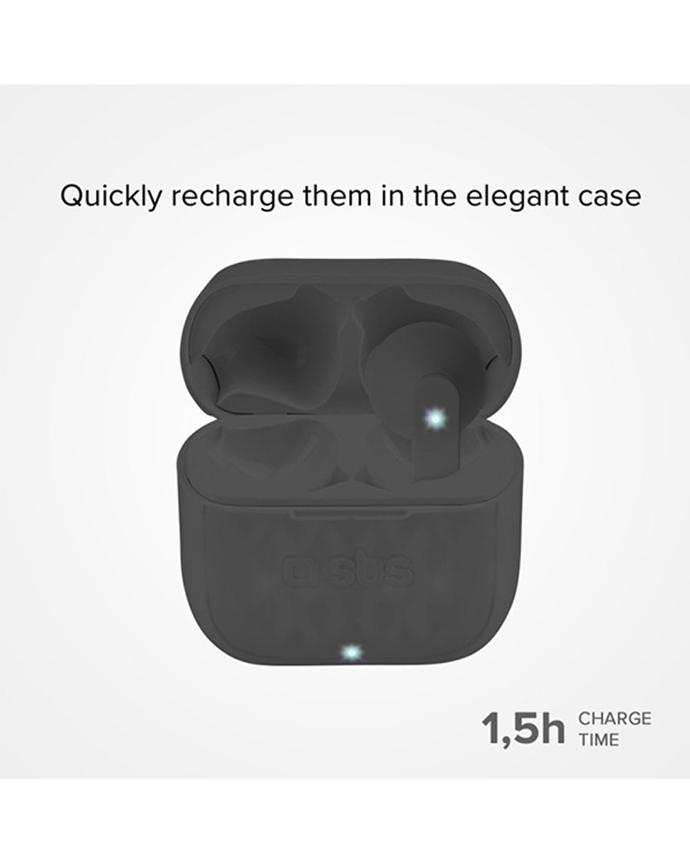 SBS Stereo Wireless Earphones 200 Mah Charging Base Touch Controls & Microphone Black