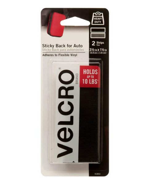 Velcro 3-1/2X1-1/2 Inches Black Sticky Back Strip For Auto
