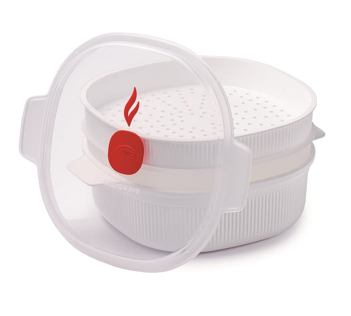 Snips Microwave 2 Tray Dish Steamer 4 Liter