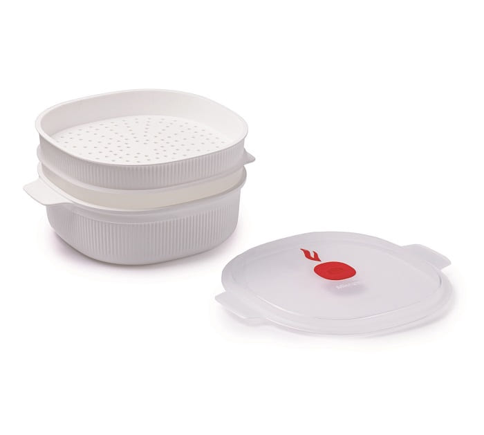 Snips Microwave 2 Tray Dish Steamer 4 Liter