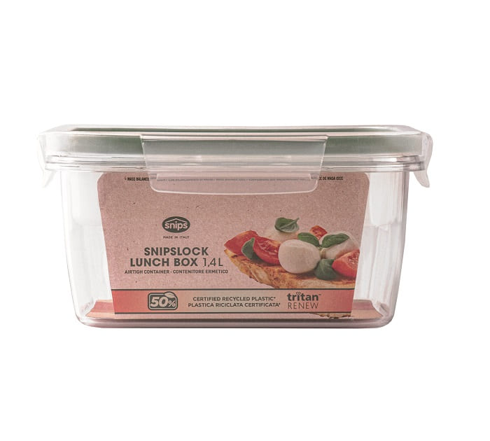 Snips Tritan Renew Airtight Square Lunch Box 1.4 Liter With PP Fork & Kinfe
