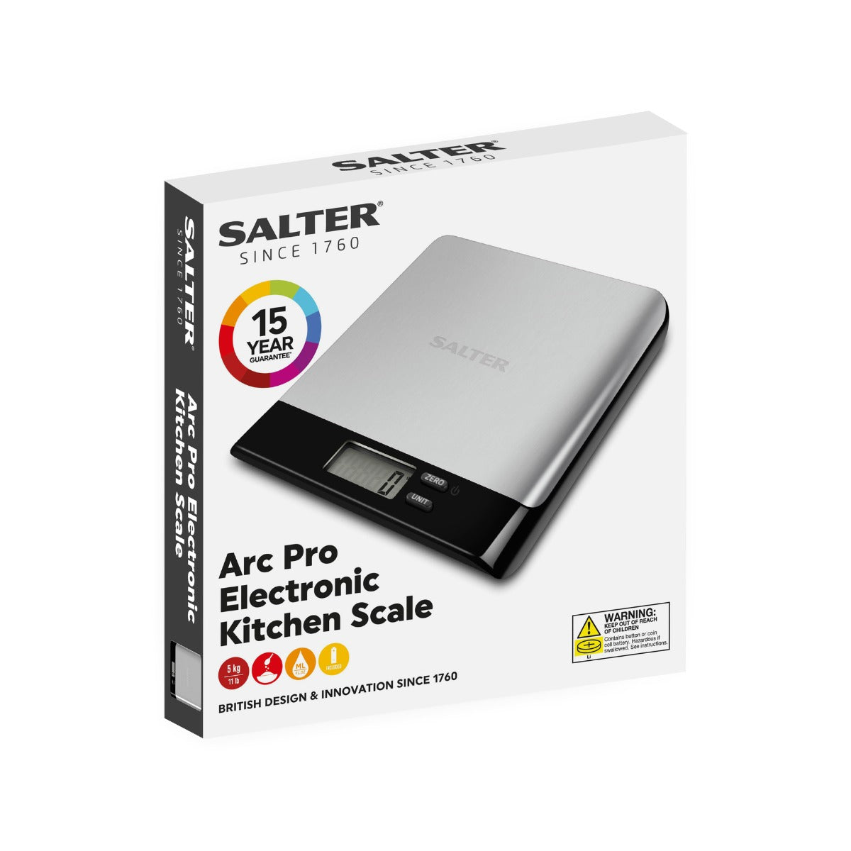 Salter Arc Stainless Steel Electric Scale