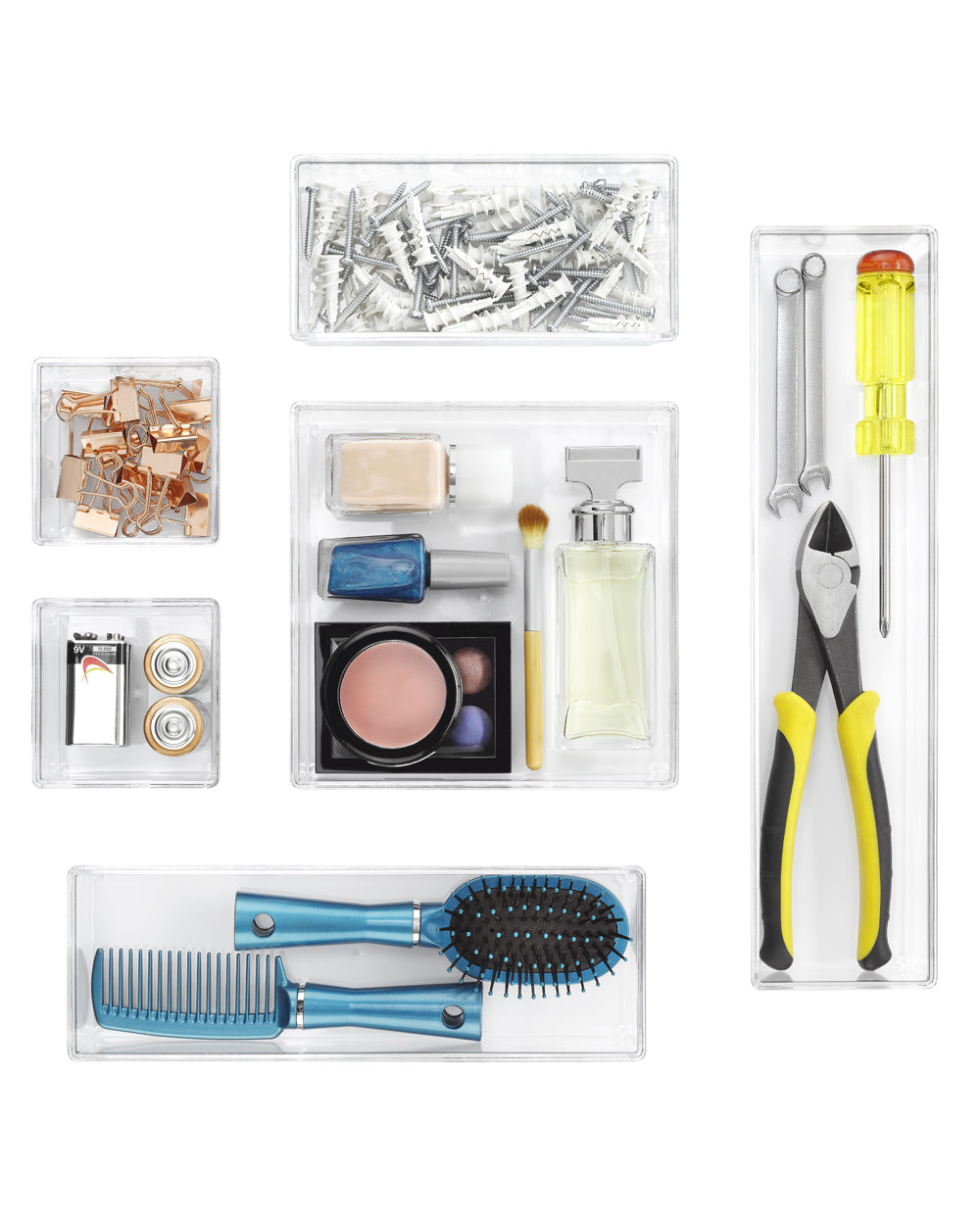 Whitmor Clear Drawer Organizers Set of 6