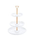 Shallow 3 Tier Round Plate with Gold Stand 7 inch, 9 inch & 11 inch