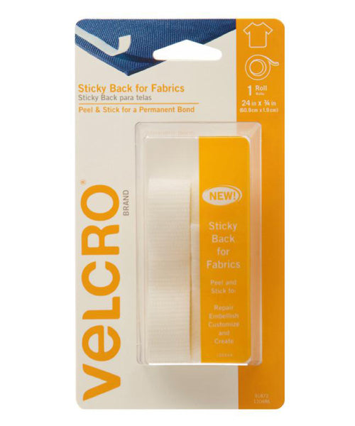 Velcro Sticky Back Fabrics 24X3/4 Inches Tape White