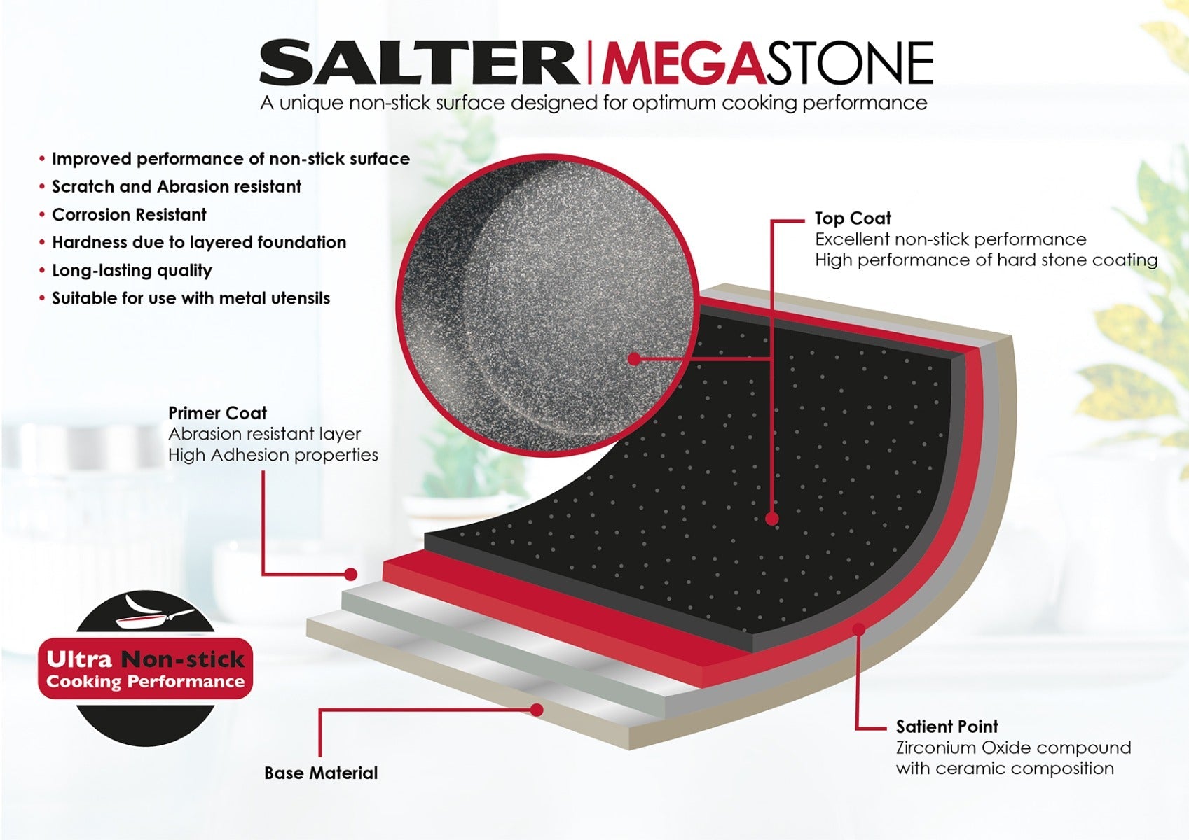Salter Megastone Griddle Pan Silver 28cm
