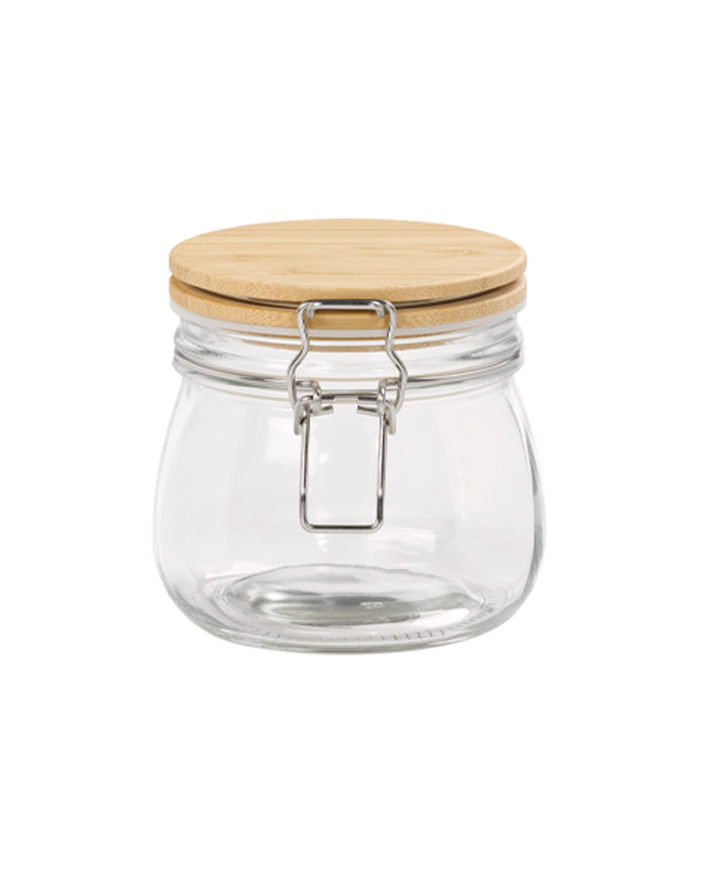 Tala 440ML Glass Jar with Bamboo Clip Top Lid Stainless Steel Clips & Clear Silicone Seals