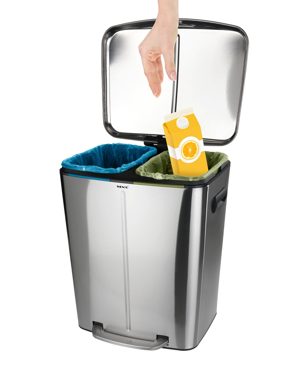 Wenko Pedal Bin Primo, Easy-Close, Stainless Steel 2 x 20 Liter