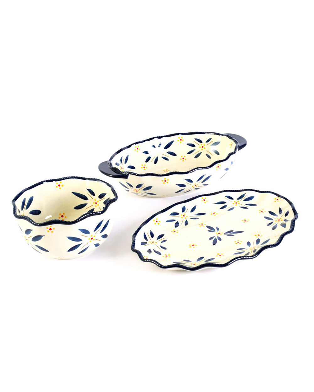 Temptations Old World Side Series Set of 3 Piece Blue