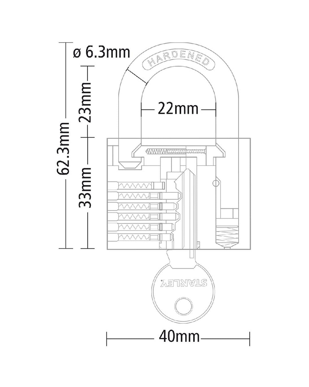 Stanley Brass Padlock 40mm Standard Shackle Set of 2 By Homesmiths