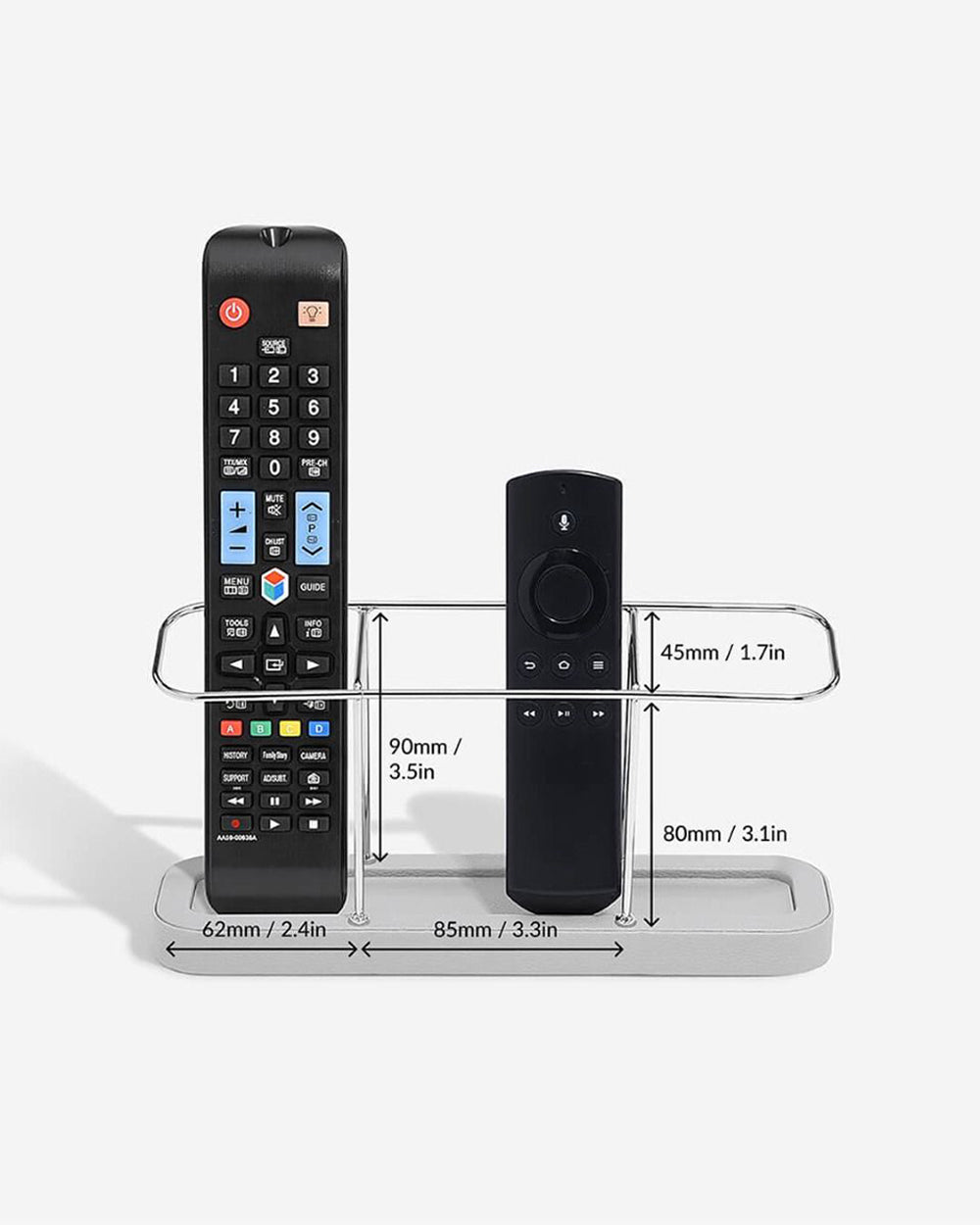 Stackers 3 Section Remote Control Holder Pebble Grey & Chrome