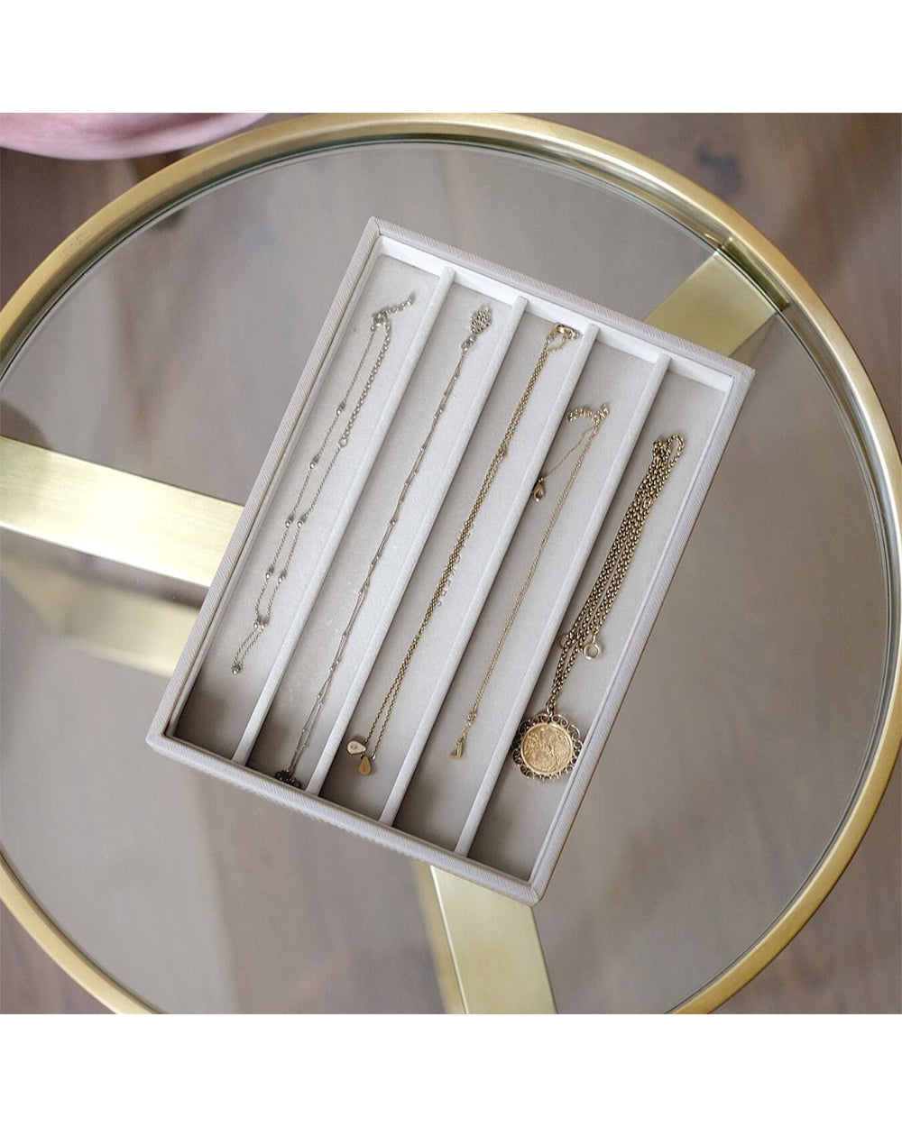Stackers Classic 5 Compartment Necklace Box Taupe