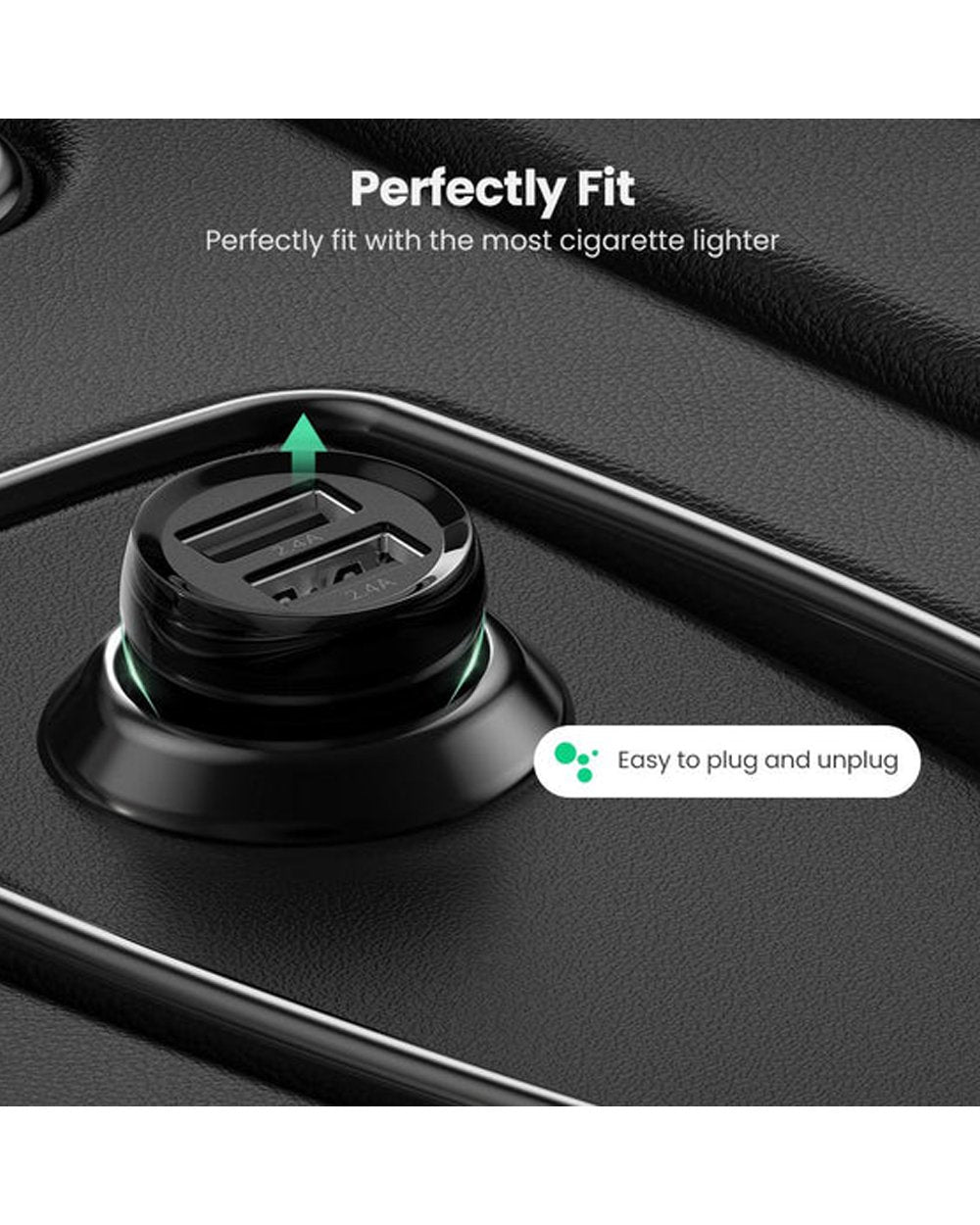UGREEN Dual USB-A 24W Car Charger Black