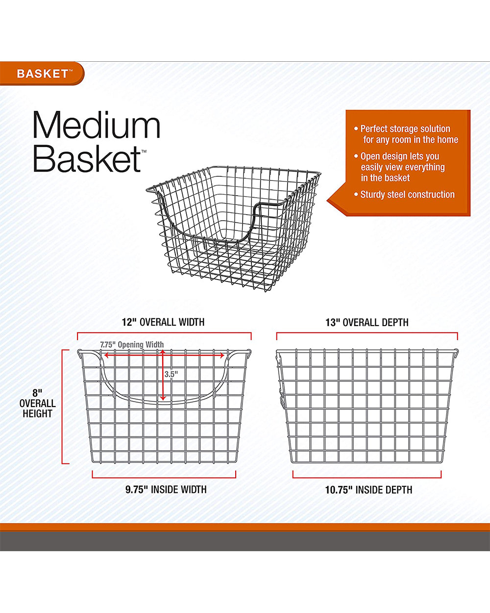 Spectrum Scoop Storage Basket Medium Copper