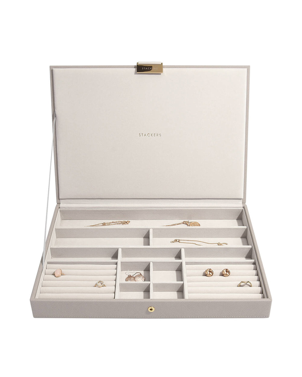 Stackers Taupe Supersize Lidded Stacker Champagne Gold Fitti