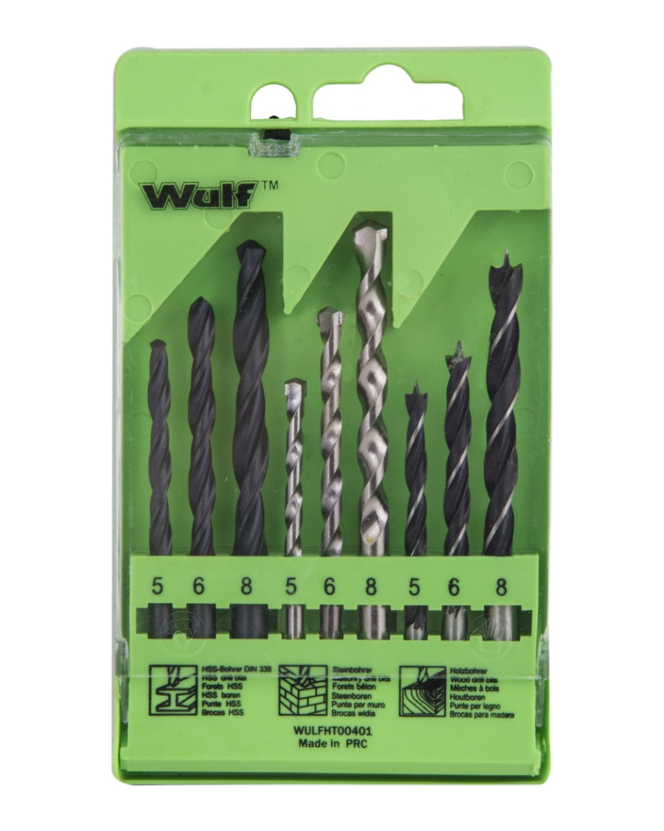 Wulf 9 Piece Combination Drill Bit Set