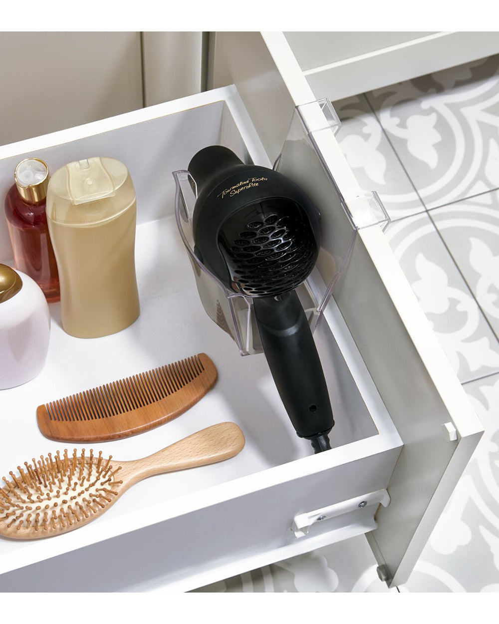 The Home Edit Hanging Hair Tool Organizer Clear & Grey