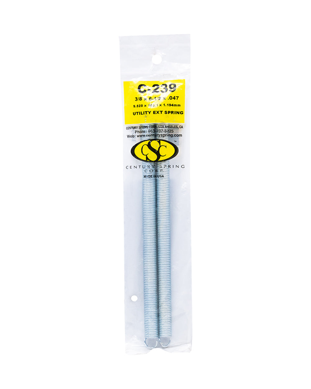 Utility Extension Spring Pack Of 2 - 9.525 x 165.1 x 1.194 mm