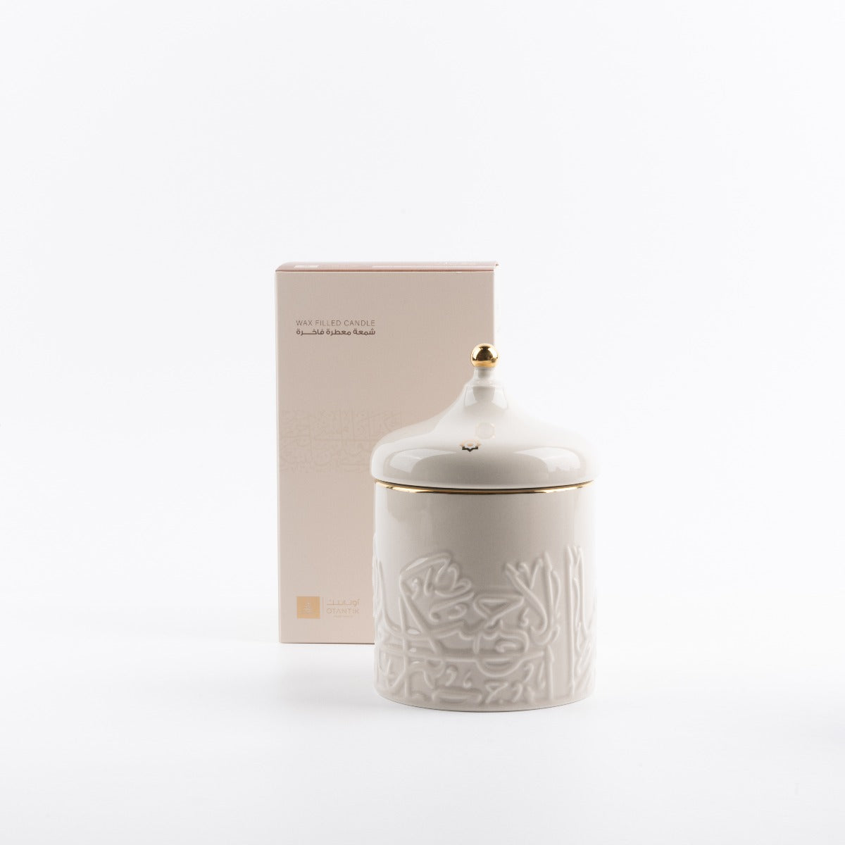 Otantik Jiwar Large Scented Candle Beige & Gold Shining