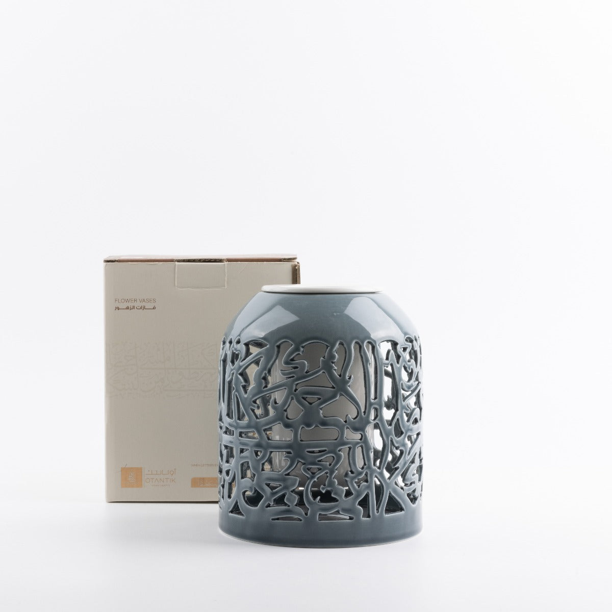 Otantik Jiwar Flower Vase Haze Blue & Silver Shining