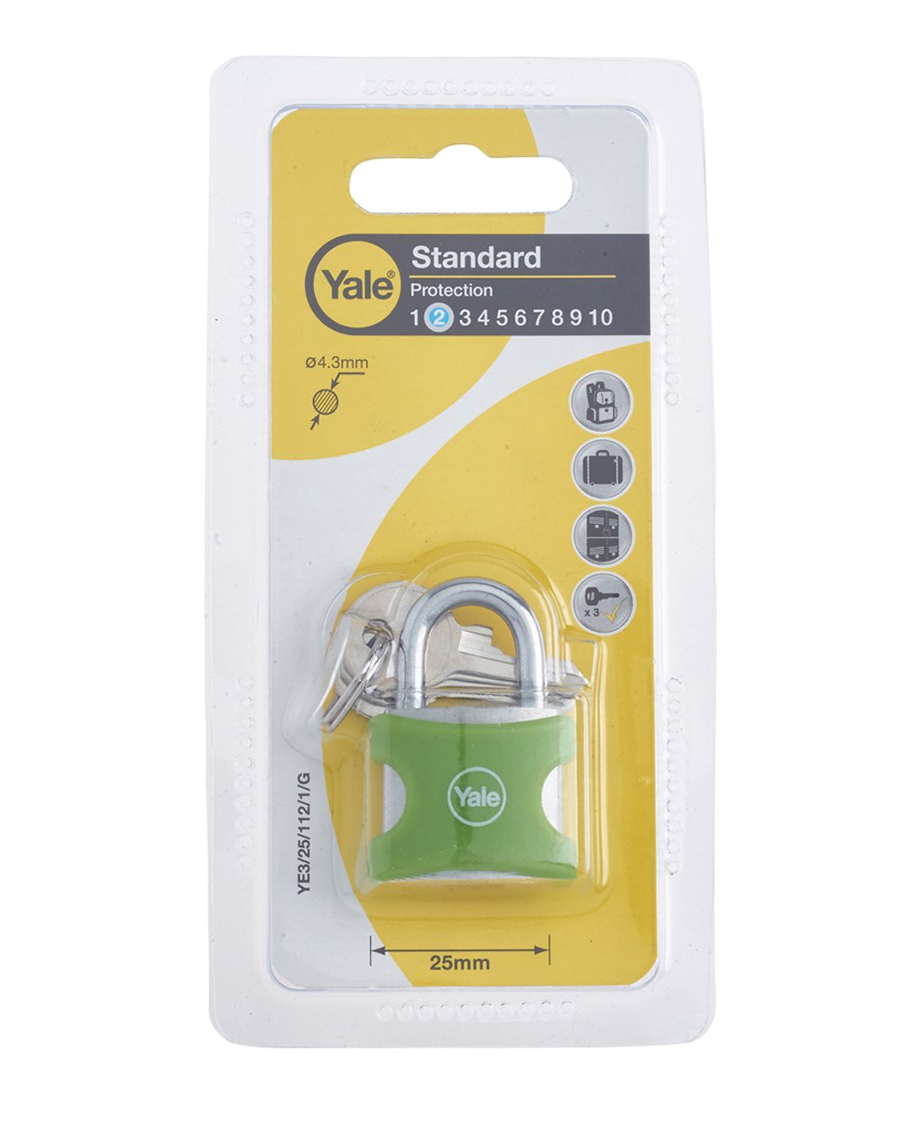 Yale Aluminium Padlock 25mm Green