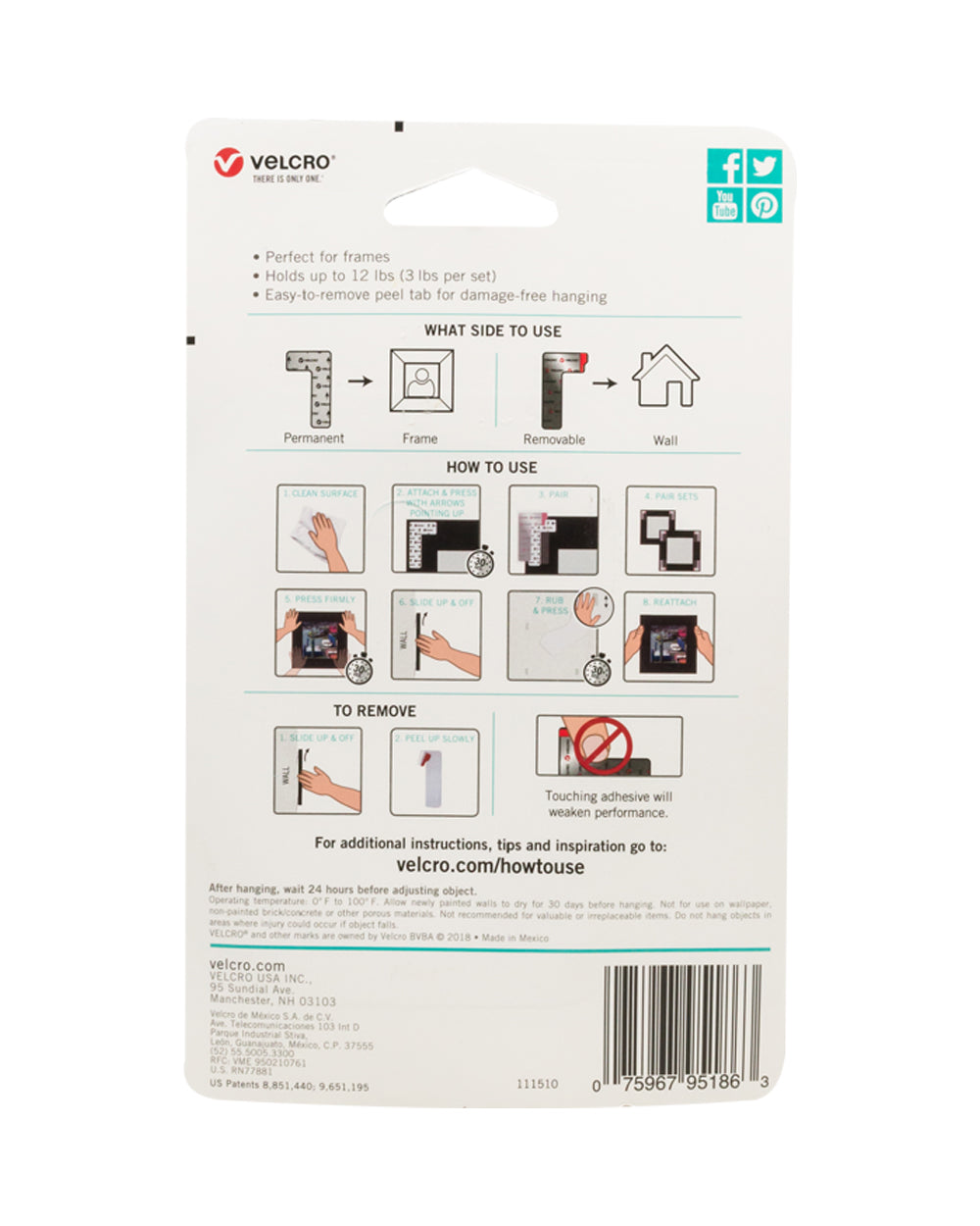 Velcro Fasteners 12 Lbs Pack of 8