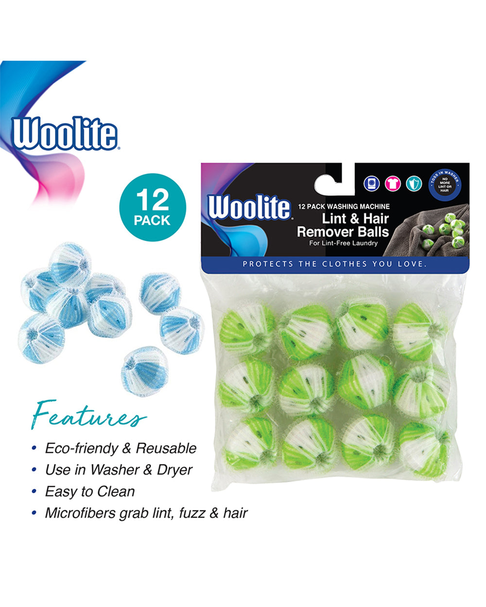 Simplify Washing Machine Lint & Hair Removable Balls 12 Pack