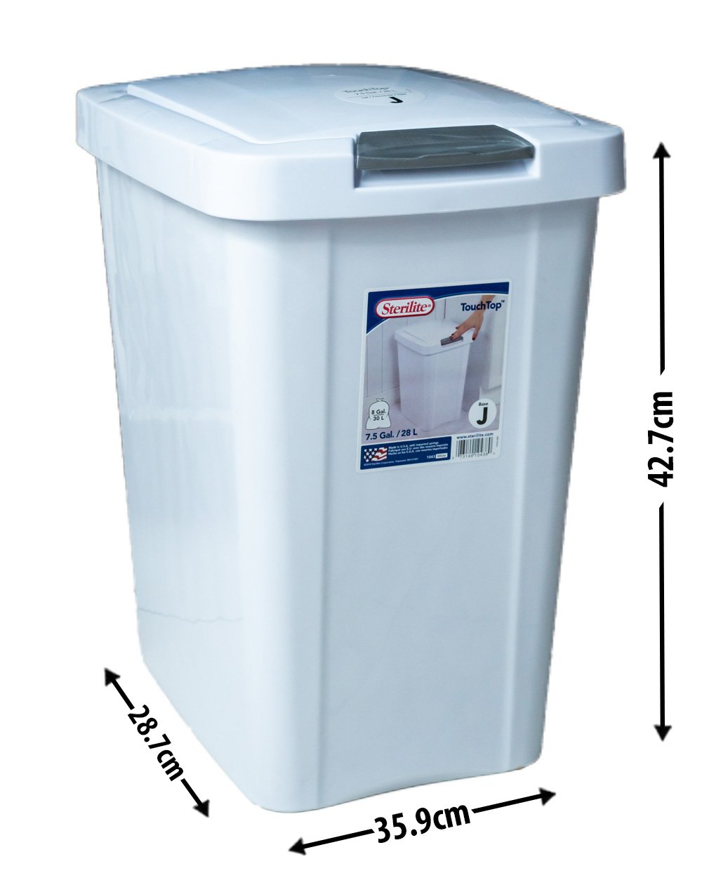 Sterilite 7.5 Gallon White Touch Can