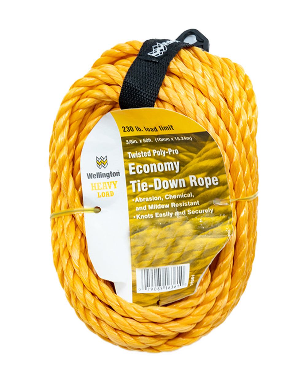 Wellington Cordage 3/8"x50' Yellow Poly Rope Twisted